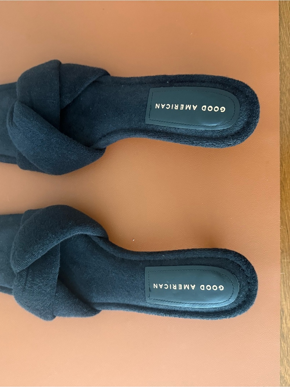 Good American Black Knotted Slide Mules